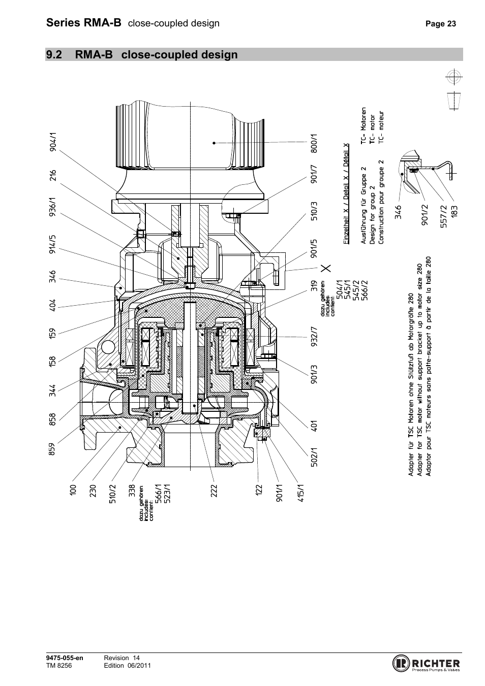 2 rma-b close-coupled design, Rma-b close-coupled design, Series rma-b | Richter RMA-B Series (ASME) User Manual | Page 23 / 30