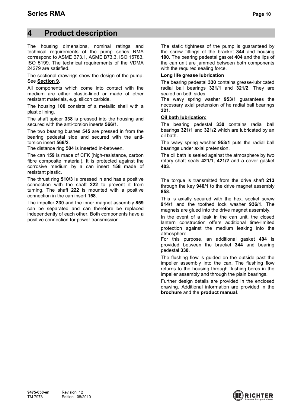 4 product description, 4product description, Series rma | Richter RMA Series User Manual | Page 10 / 32