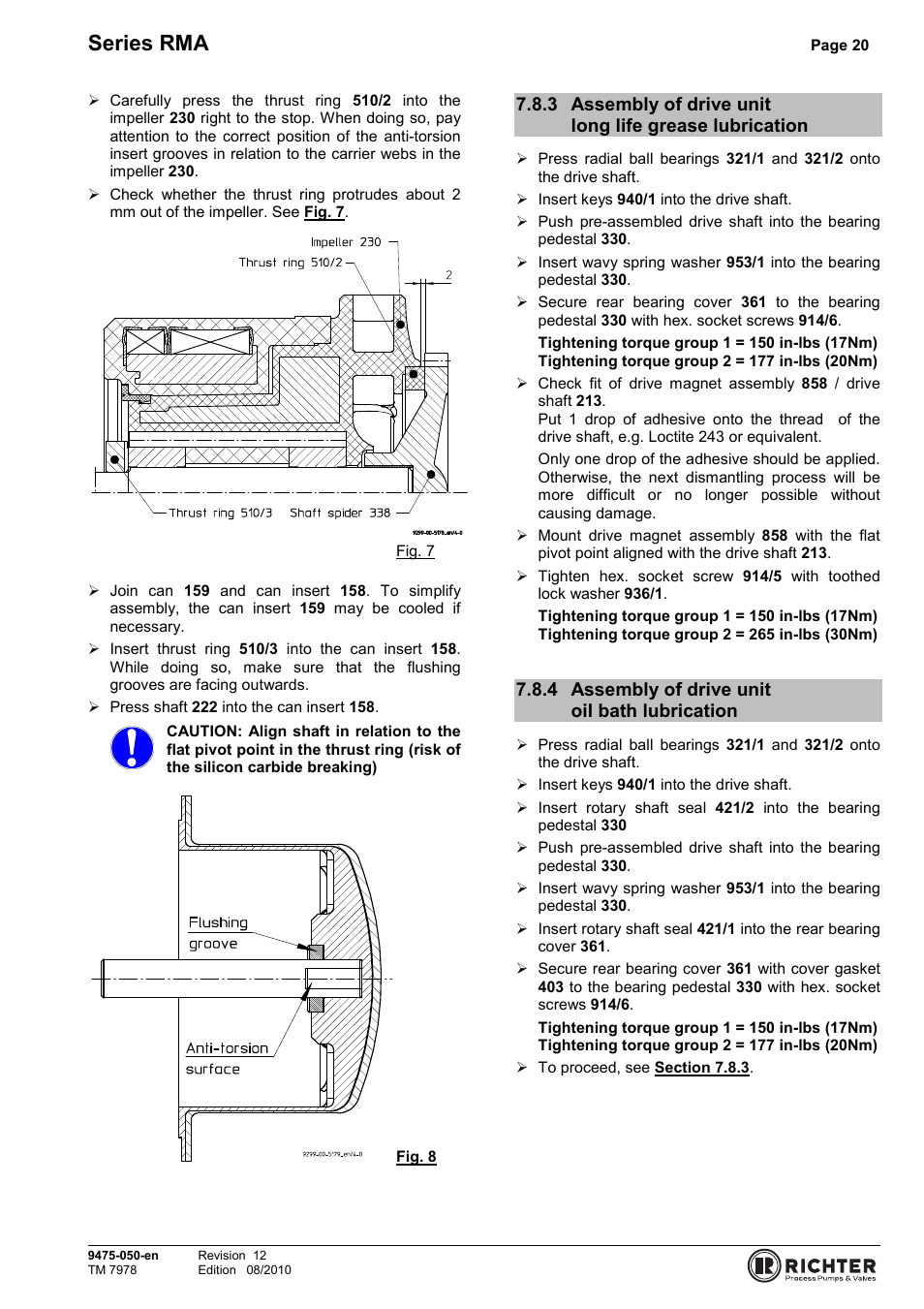 4 assembly of drive unit oil bath lubrication, Lubrication, Assembly of drive unit oil bath lubrication | Series rma | Richter RMA Series User Manual | Page 20 / 32