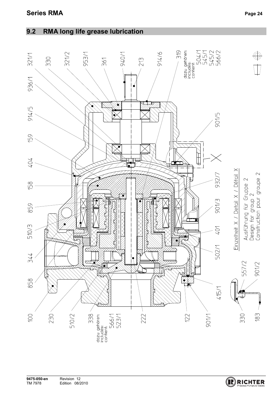 2 rma long life grease lubrication, Rma long life grease lubrication, Series rma | Richter RMA Series User Manual | Page 24 / 32