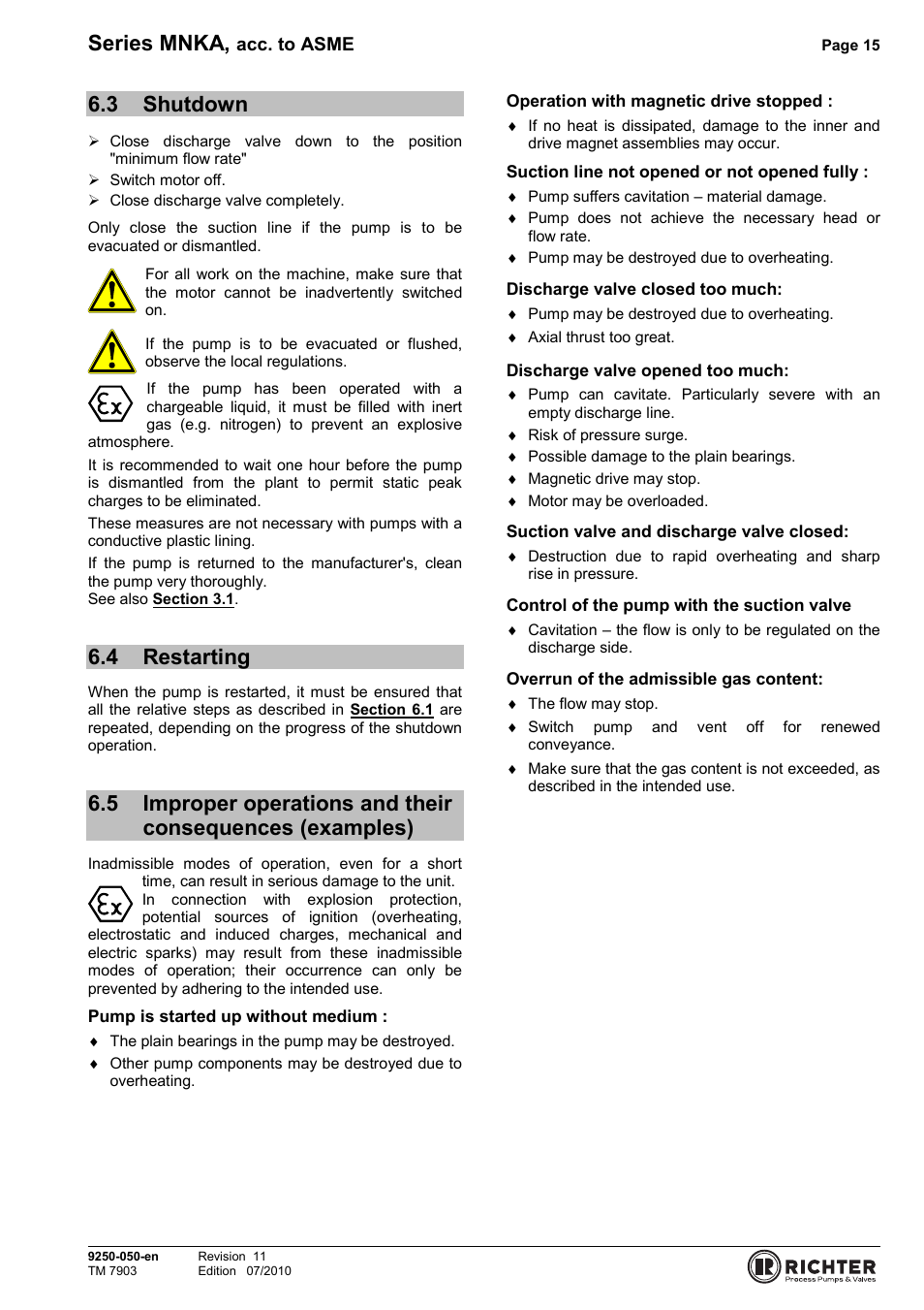 3 shutdown, 4 restarting, Shutdown | Restarting, Examples), Series mnka | Richter MNKA Series (ASME) User Manual | Page 15 / 30