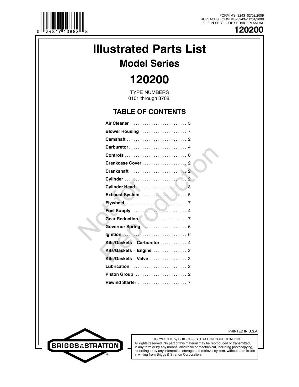 Briggs & Stratton 120200 User Manual | 16 pages