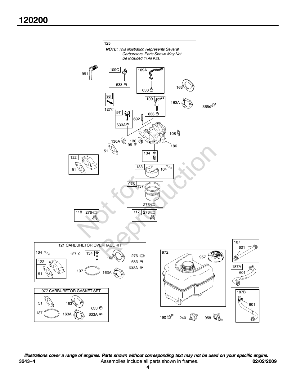 Not for reproduction | Briggs & Stratton 120200 User Manual | Page 4 / 16