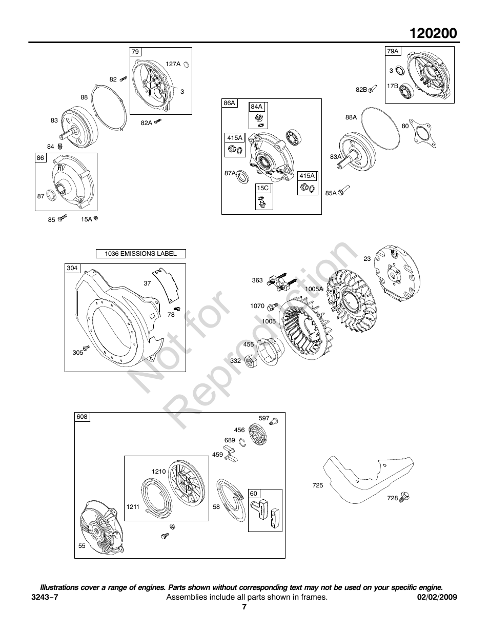 Not for reproduction | Briggs & Stratton 120200 User Manual | Page 7 / 16