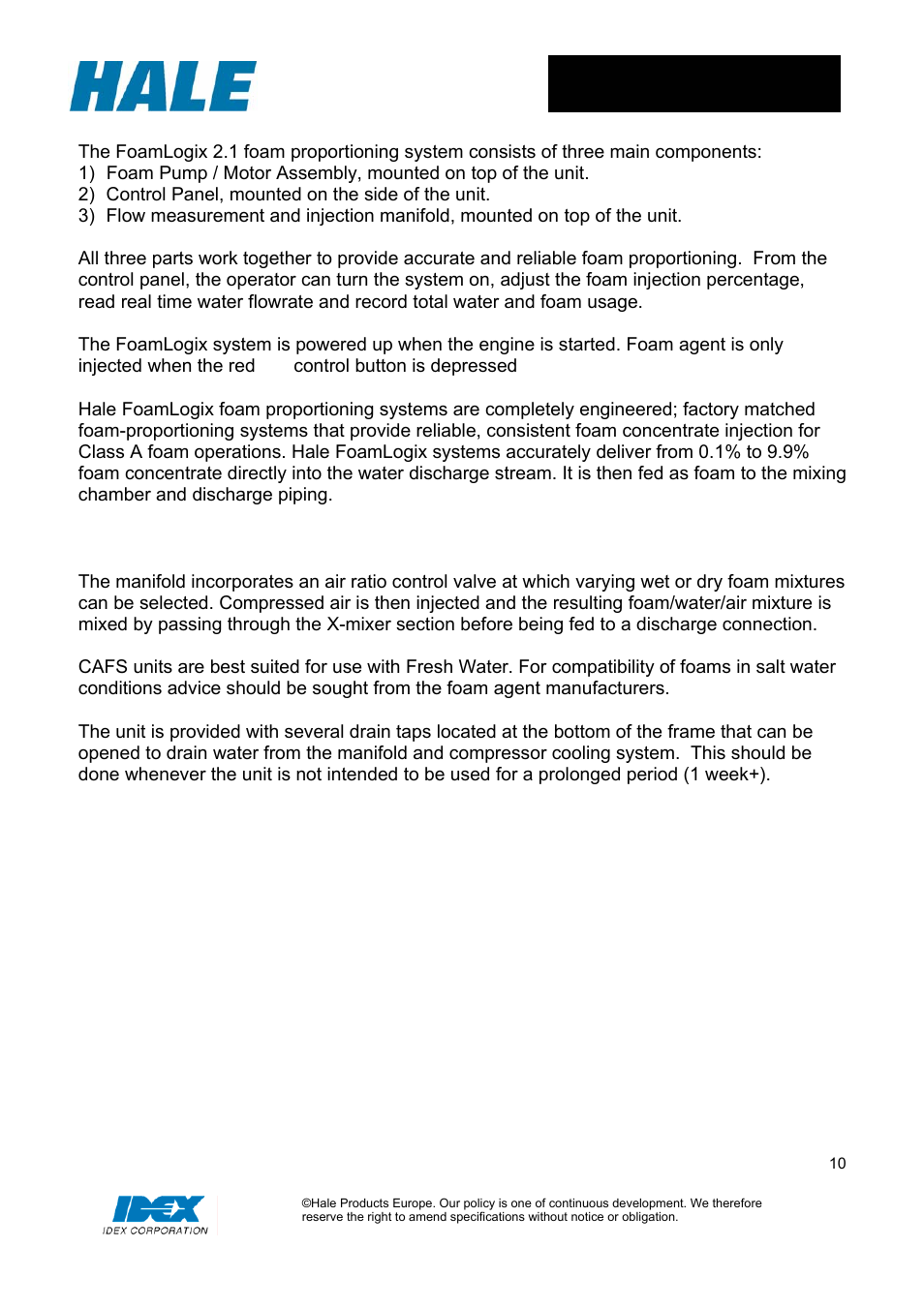 Foamlogix, Manifold | Hale MiniCAFS 2.1A (MC50 with FoamLogix System) User Manual | Page 10 / 22