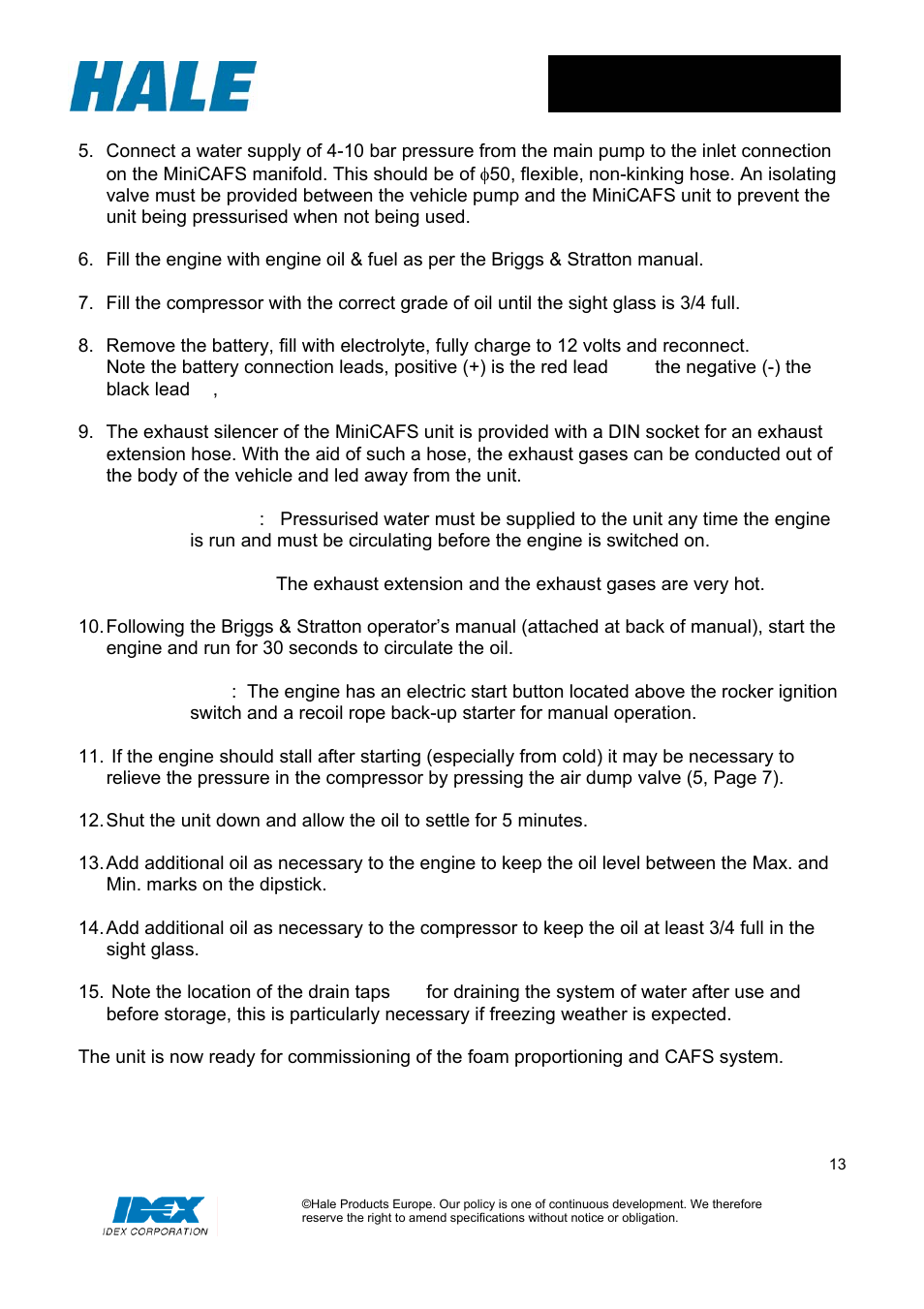 Hale MiniCAFS 2.1A (MC50 with FoamLogix System) User Manual | Page 13 / 22