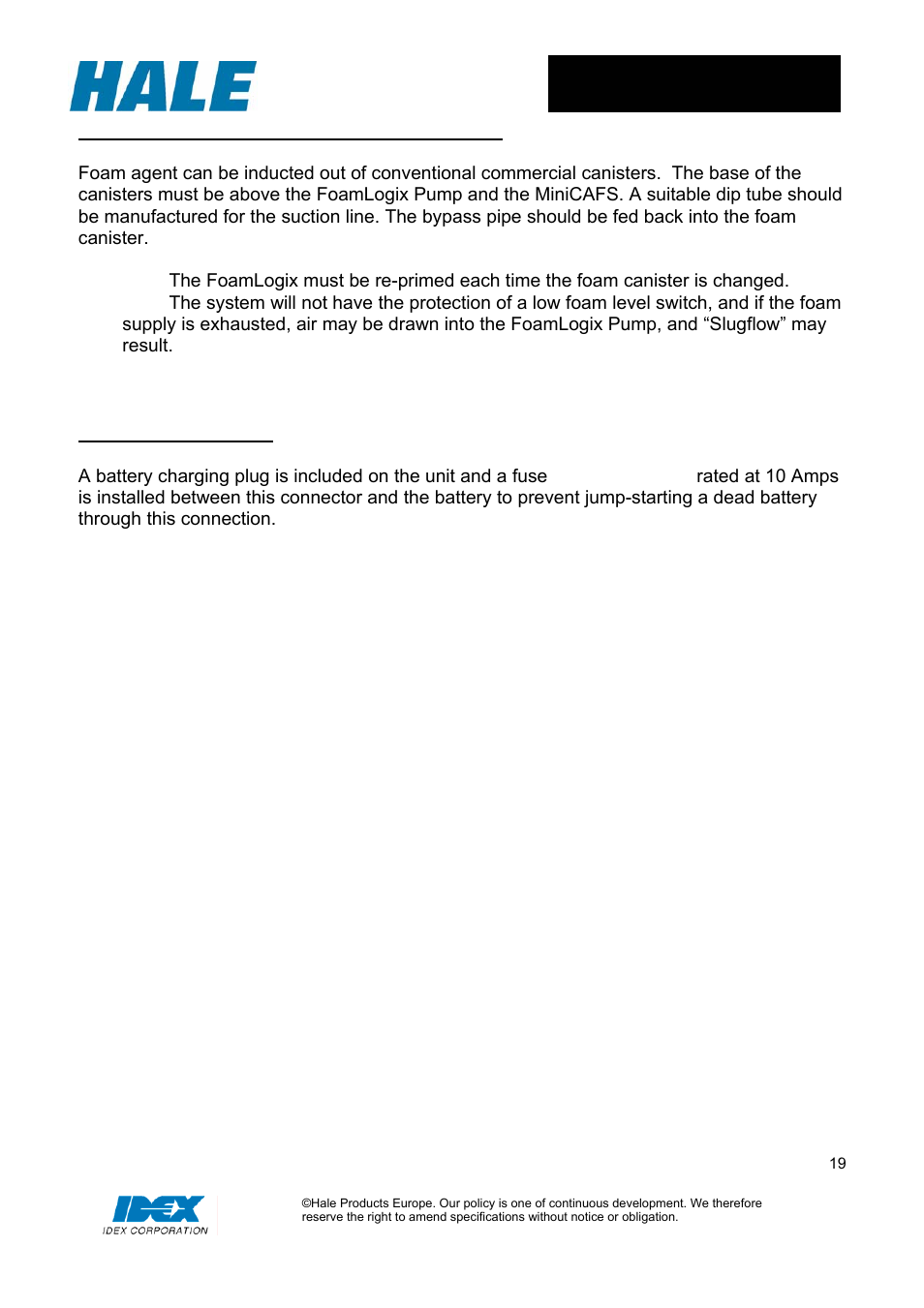 Hale MiniCAFS 2.1A (MC50 with FoamLogix System) User Manual | Page 19 / 22