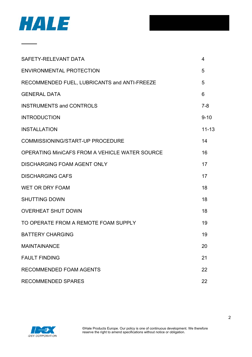 Safety-relevant data 4 | Hale MiniCAFS 2.1A (MC50 with FoamLogix System) User Manual | Page 2 / 22