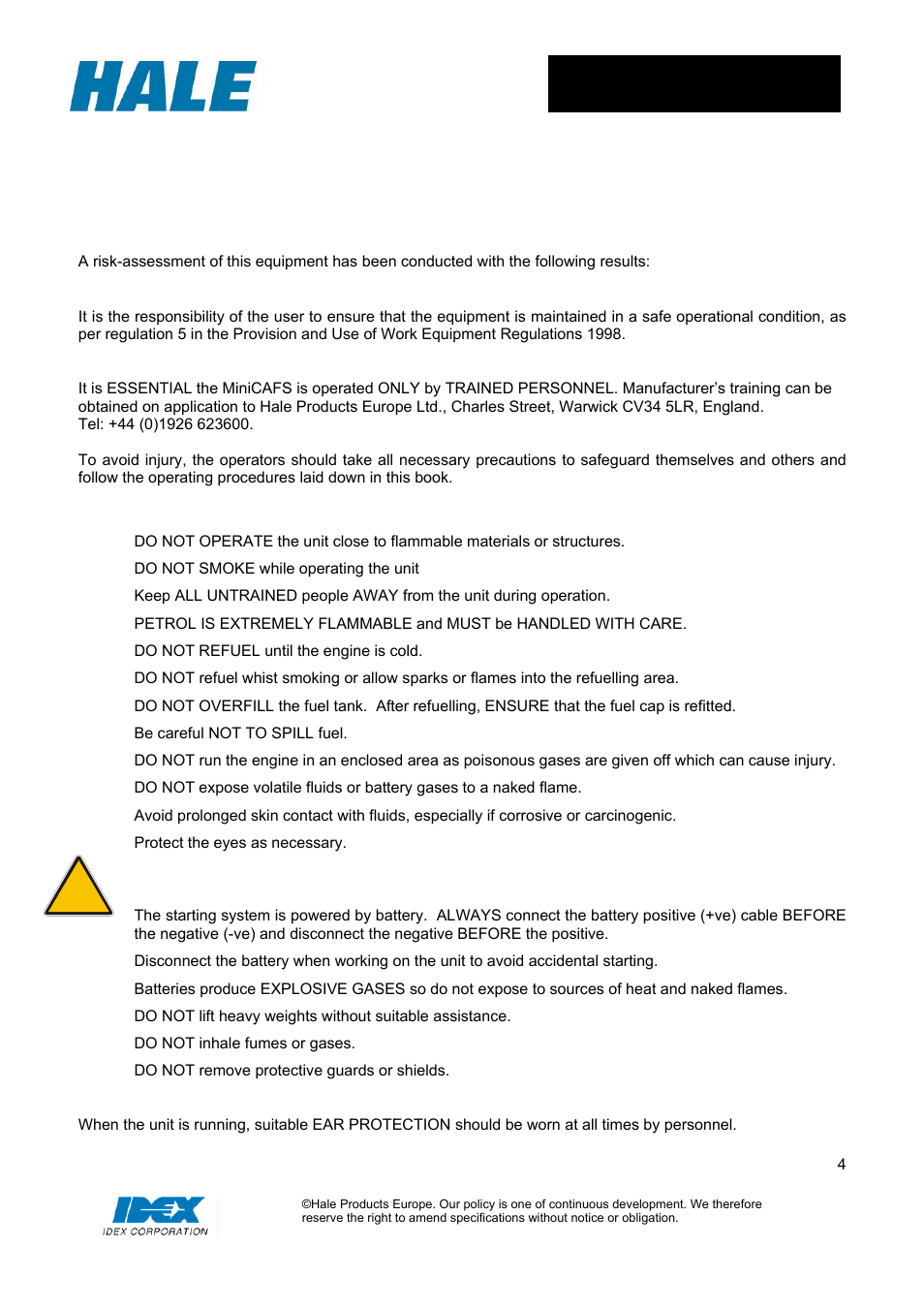 Safety - relevant data | Hale MiniCAFS 2.1A (MC50 with FoamLogix System) User Manual | Page 4 / 22