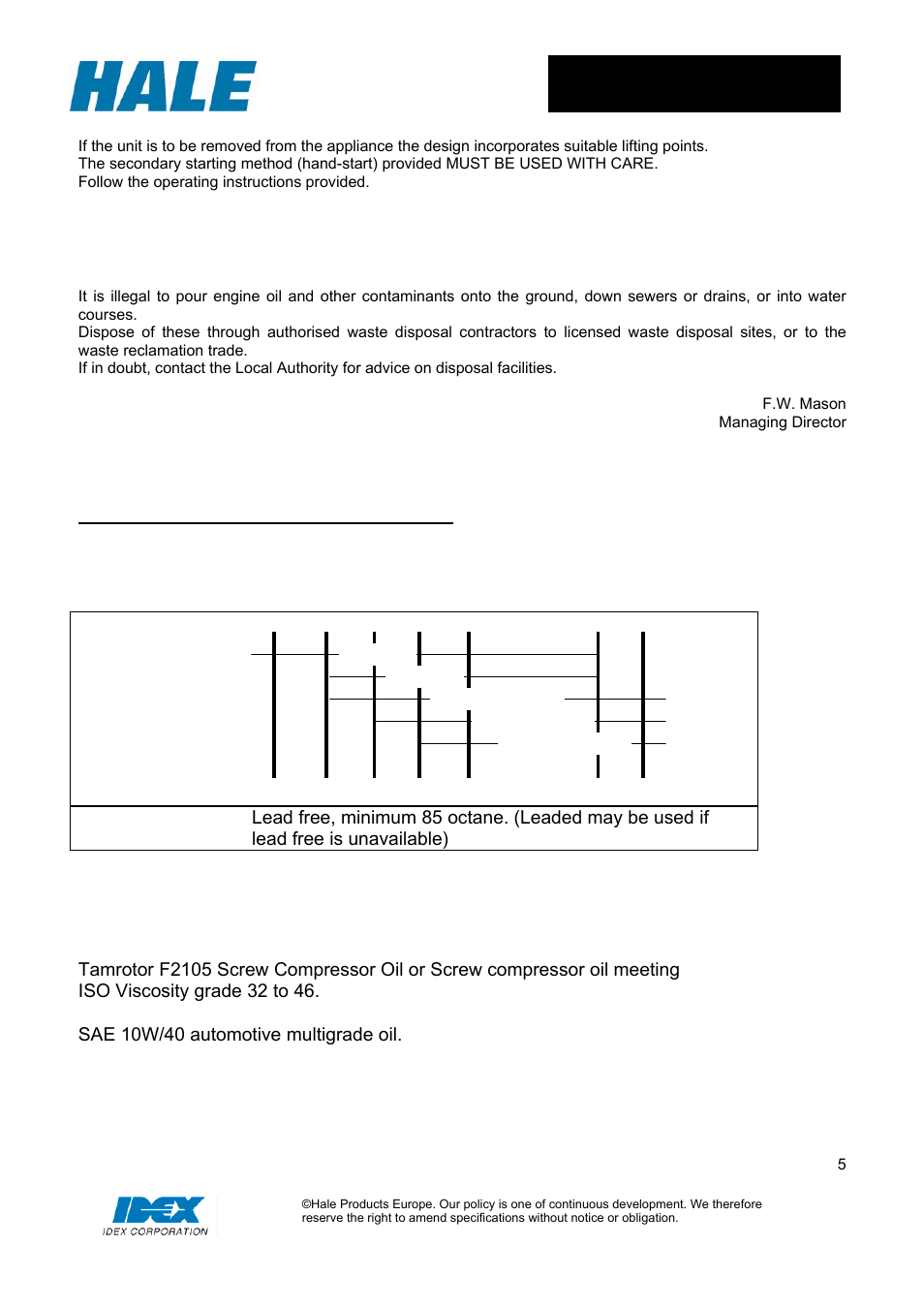 Environmental protection | Hale MiniCAFS 2.1A (MC50 with FoamLogix System) User Manual | Page 5 / 22