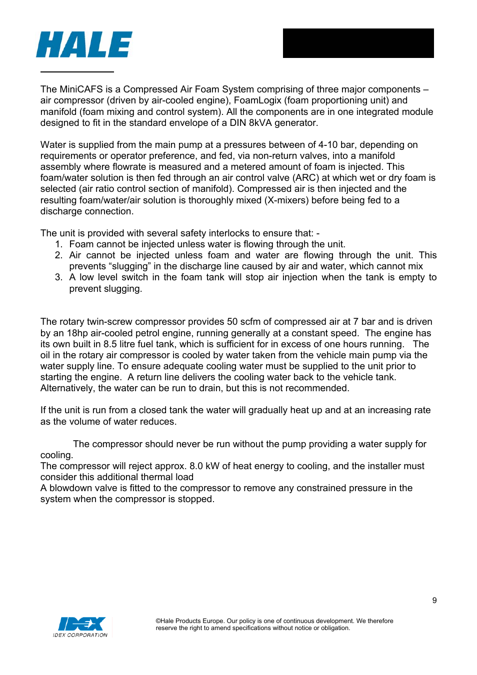 Compressor | Hale MiniCAFS 2.1A (MC50 with FoamLogix System) User Manual | Page 9 / 22