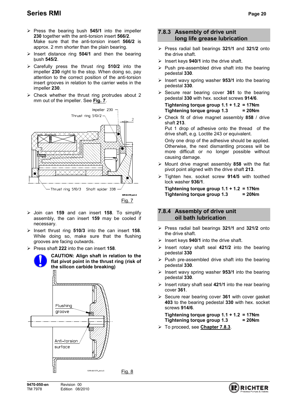 4 assembly of drive unit oil bath lubrication, Lubrication, Assembly of drive unit oil bath lubrication | Series rmi | Richter RMI Series User Manual | Page 20 / 33