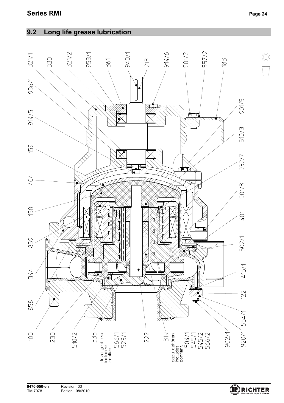 2 long life grease lubrication, Long life grease lubrication, Series rmi | Richter RMI Series User Manual | Page 24 / 33