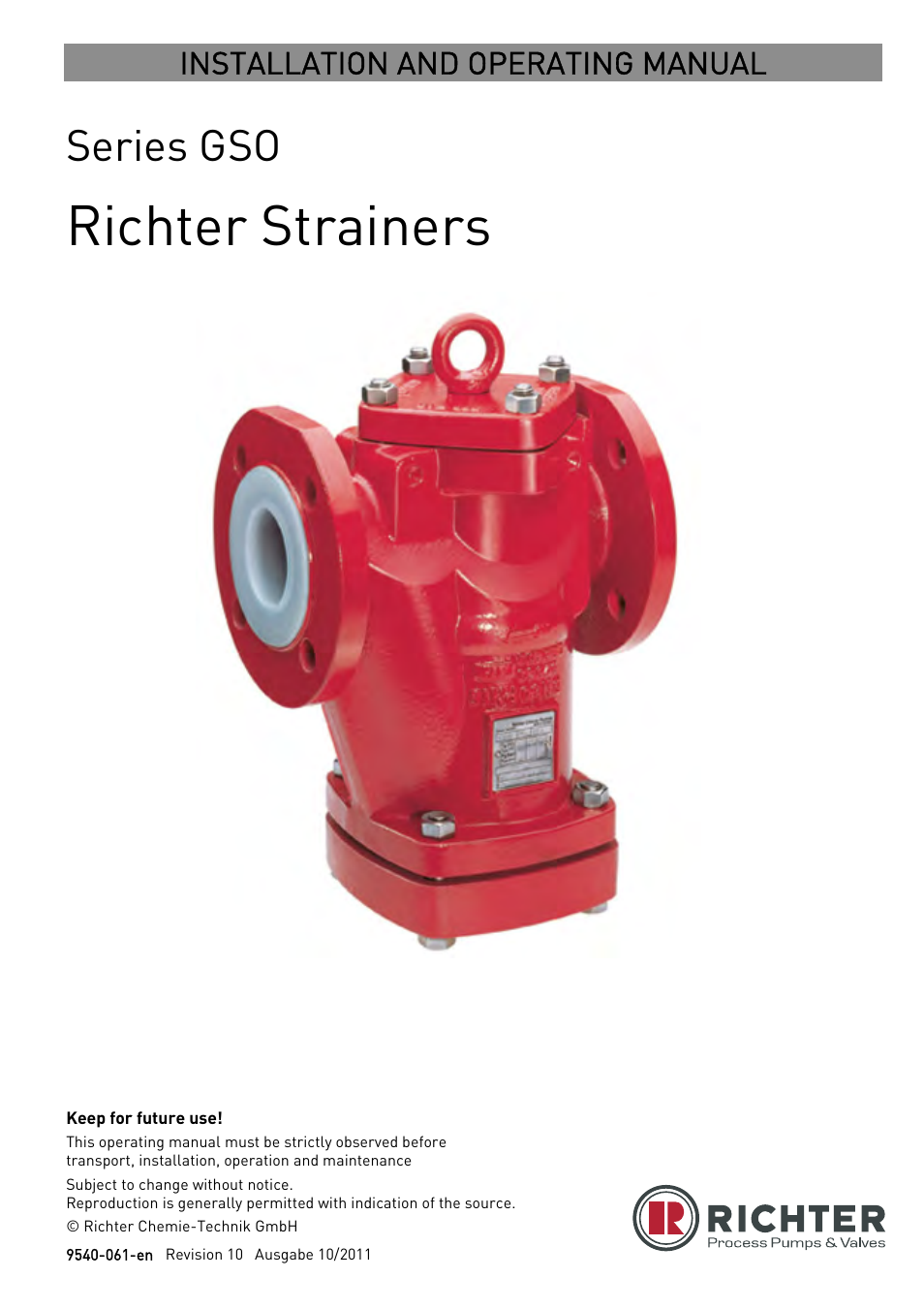 Richter GSO Series Strainers User Manual | 17 pages