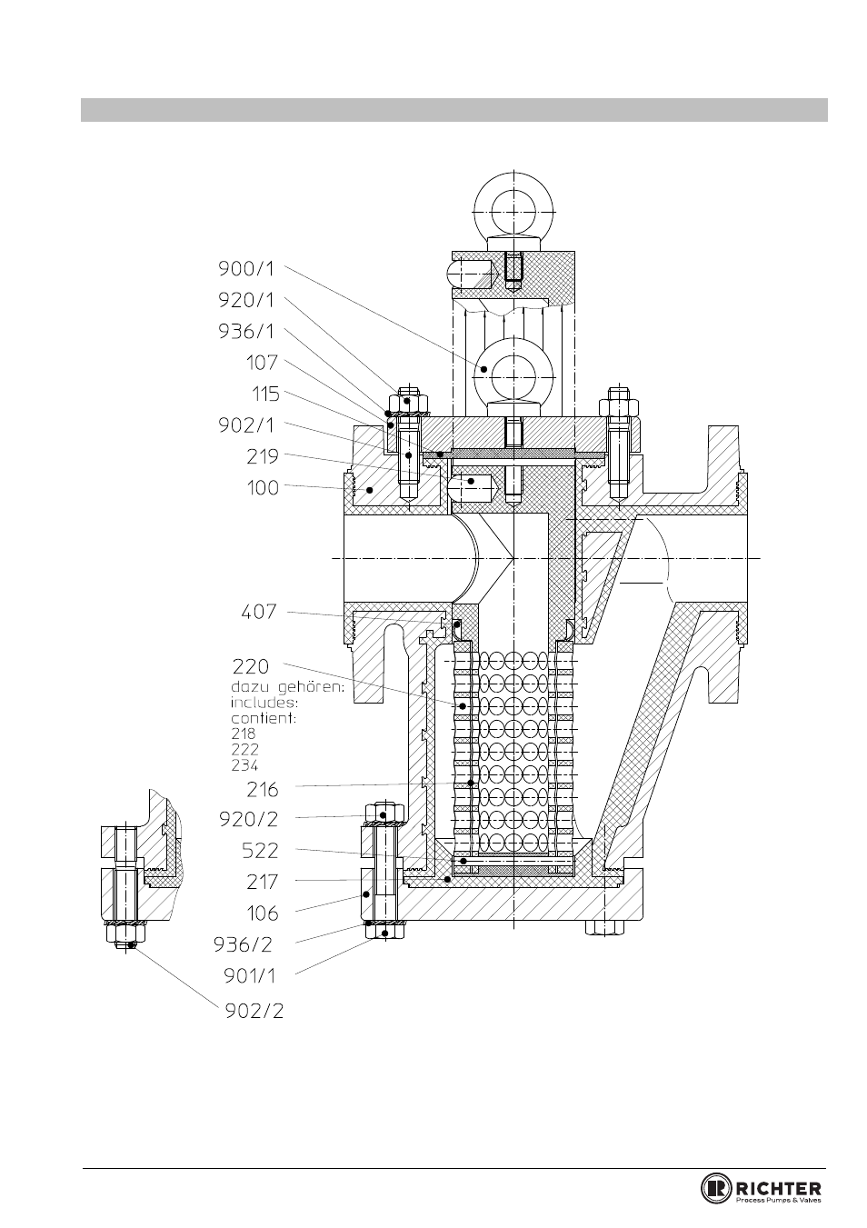 3 sectional drawing, Ectional drawing, Series gso | Richter GSO Series Strainers User Manual | Page 11 / 17