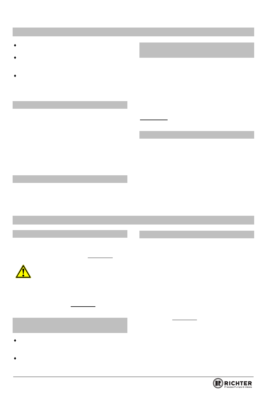 6 installation, 1 flange caps and gaskets, 2 test pressure | 3 direction of flow and installation position, 4 grounding, 7 operation, 1 initial commissioning, 2 improper operation and their consequences, 3 shutdown, Stallation | Richter GSO Series Strainers User Manual | Page 8 / 17