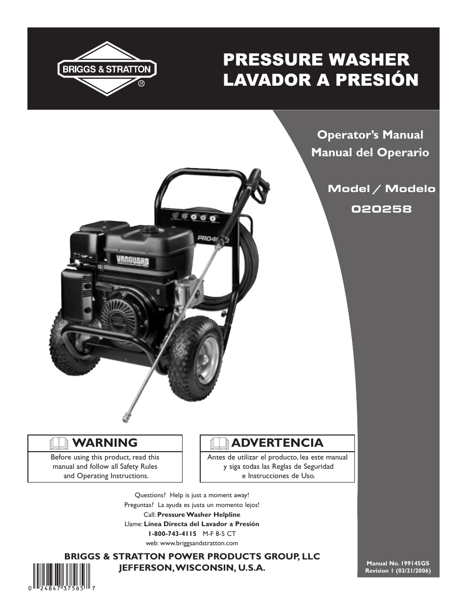 Briggs & Stratton 20258 User Manual | 36 pages