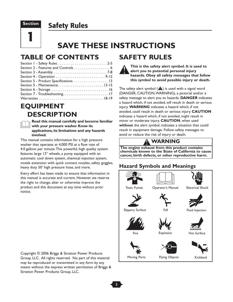 Briggs & Stratton 20258 User Manual | Page 2 / 36