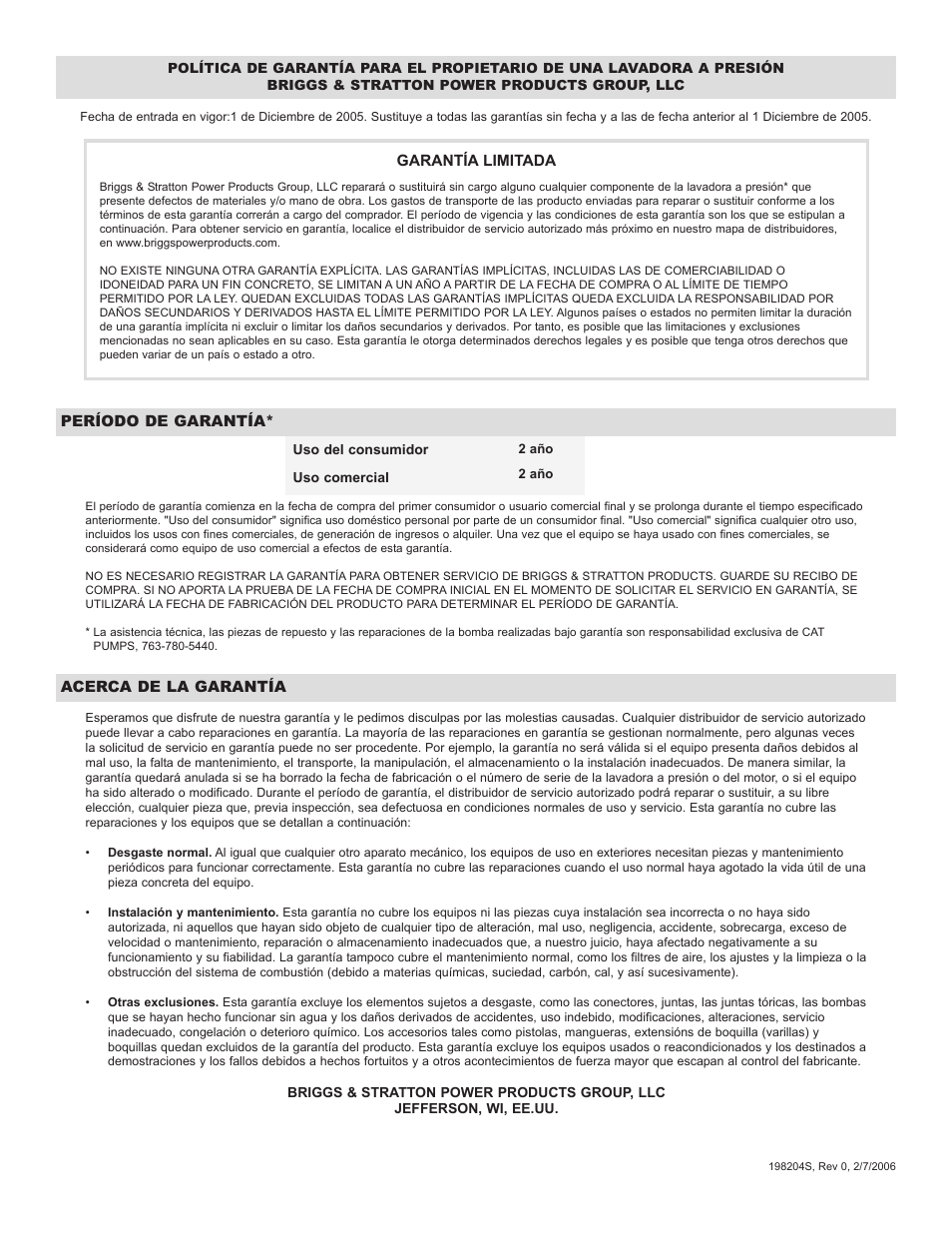 Briggs & Stratton 20258 User Manual | Page 36 / 36