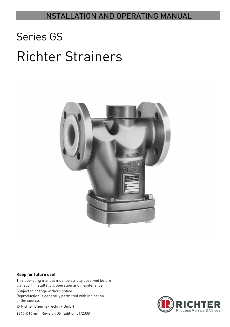 Richter GS Series Strainers User Manual | 15 pages