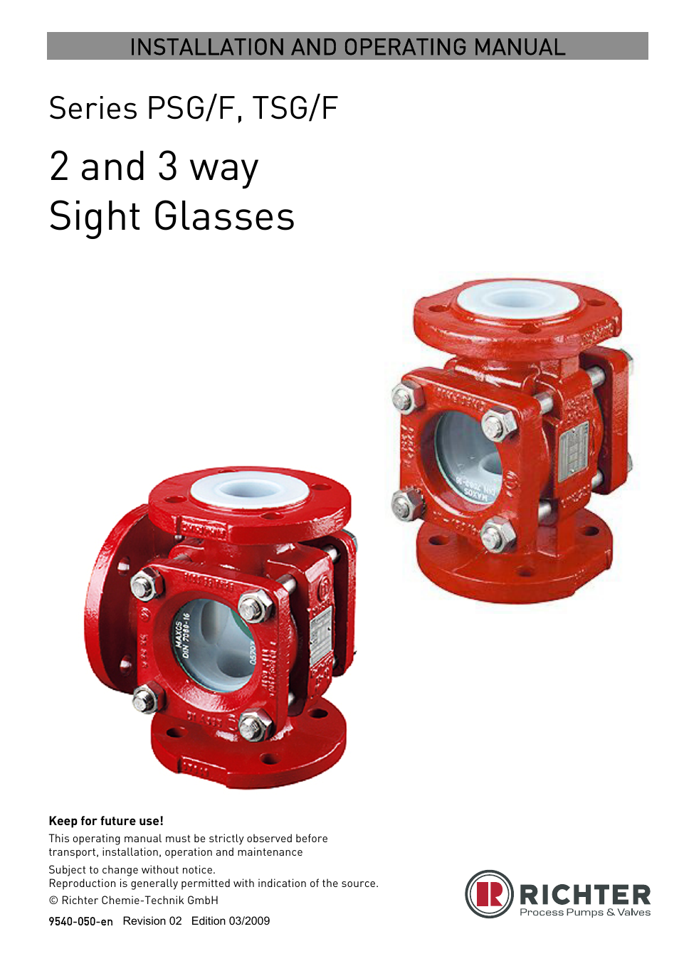 Richter TSG/F Series Sight Glasses User Manual | 17 pages