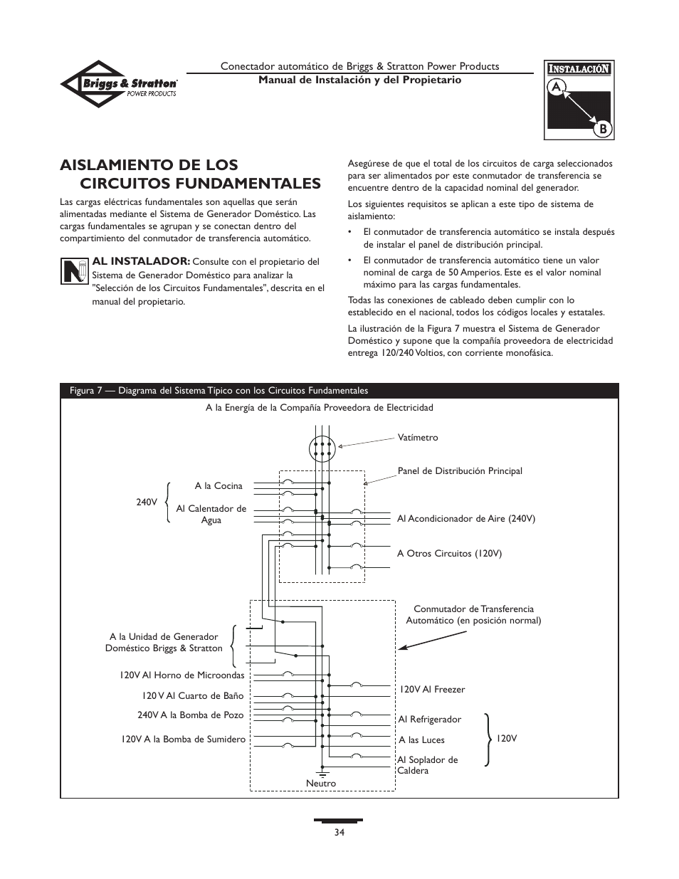 Aislamiento de los circuitos fundamentales | Briggs & Stratton 01917-0 User Manual | Page 34 / 40