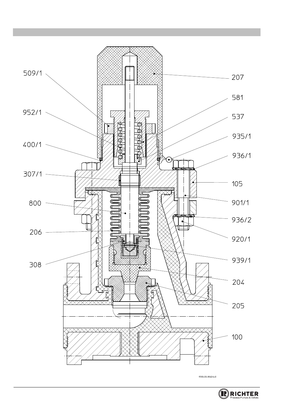 2 sectional drawing, Ectional drawing, Series gut/f | Richter GUT/F Series Overflow Valves User Manual | Page 14 / 20