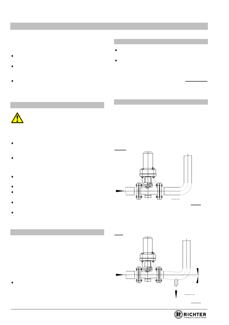 6 installation, 1 sizing of the outlet line, 2 sizing of the outlet line | 1 admissible back pressure, 2 drainage of condensate, Stallation, Sizing of the outlet line, Admissible back pressure, Drainage of condensate, 6installation | Richter GUT/F Series Overflow Valves User Manual | Page 8 / 20