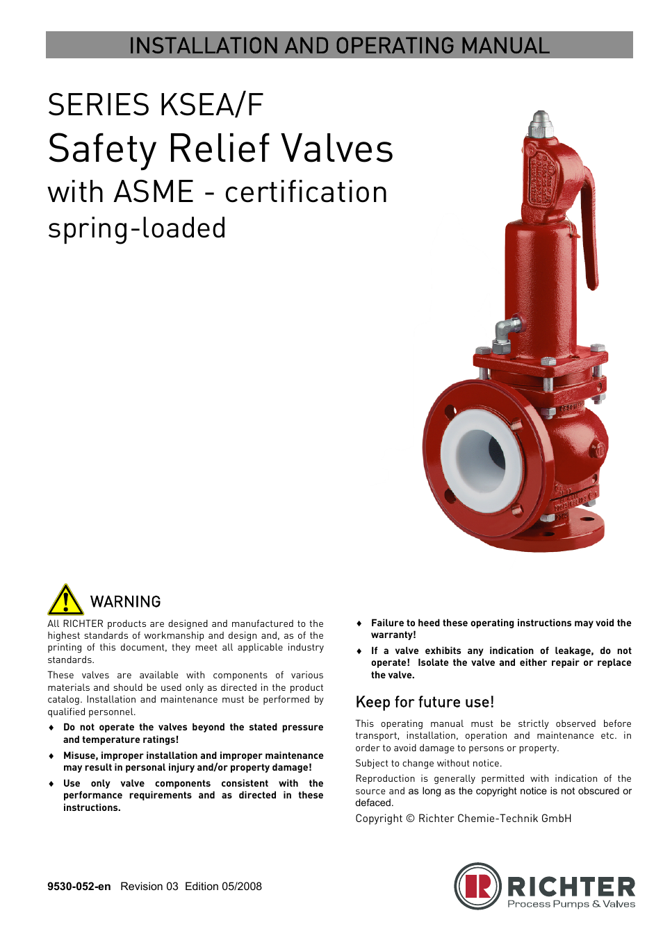 Richter KSEA/F Series Safety Valves User Manual | 27 pages