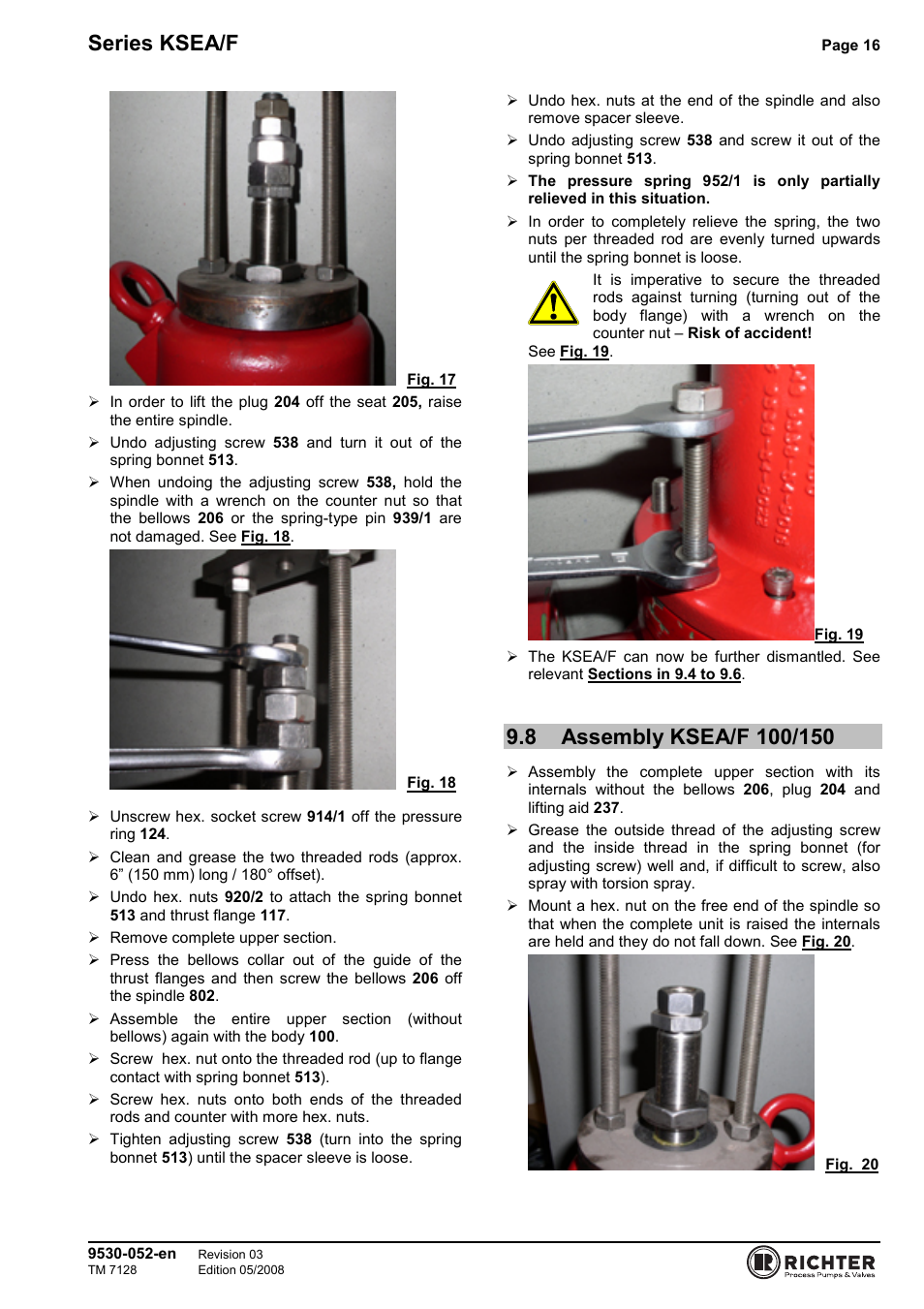 8 assembly ksea/f 100/150, Assembly ksea/f 100/150, Series ksea/f | Richter KSEA/F Series Safety Valves User Manual | Page 16 / 27