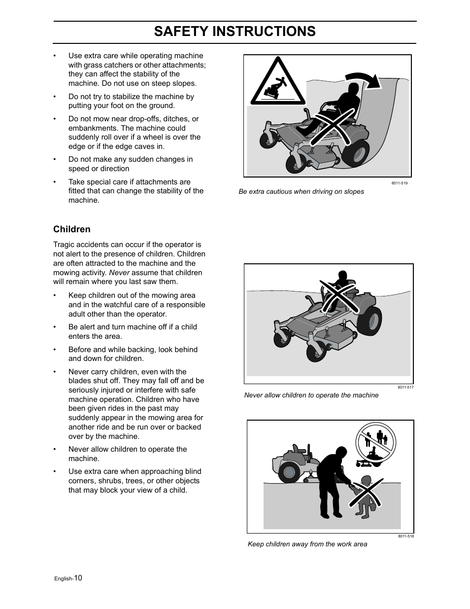 Safety instructions, Children | Briggs & Stratton Ram 44 / 968999551 User Manual | Page 12 / 88