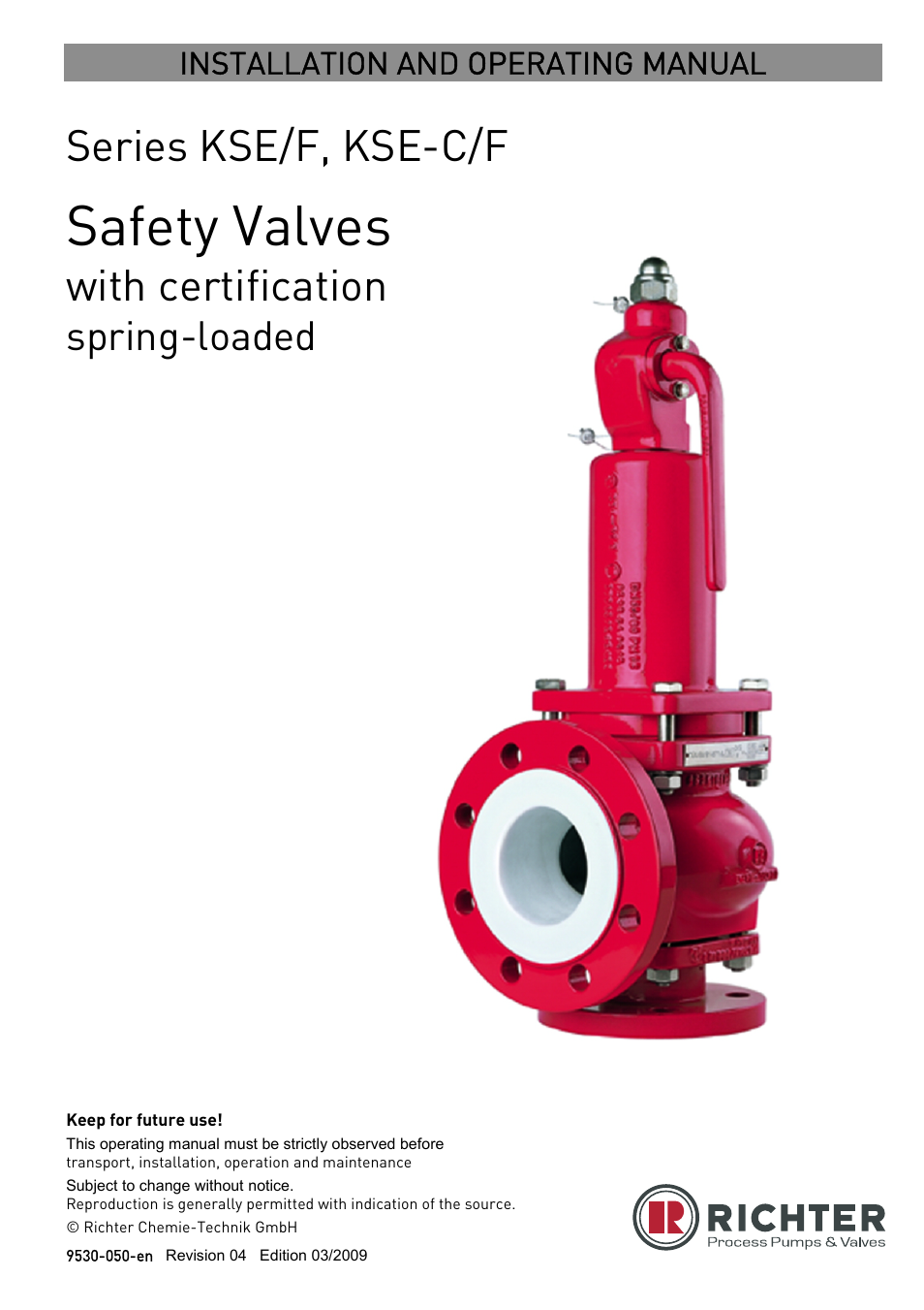 Richter KSE-C/F Series Safety Valves User Manual | 28 pages