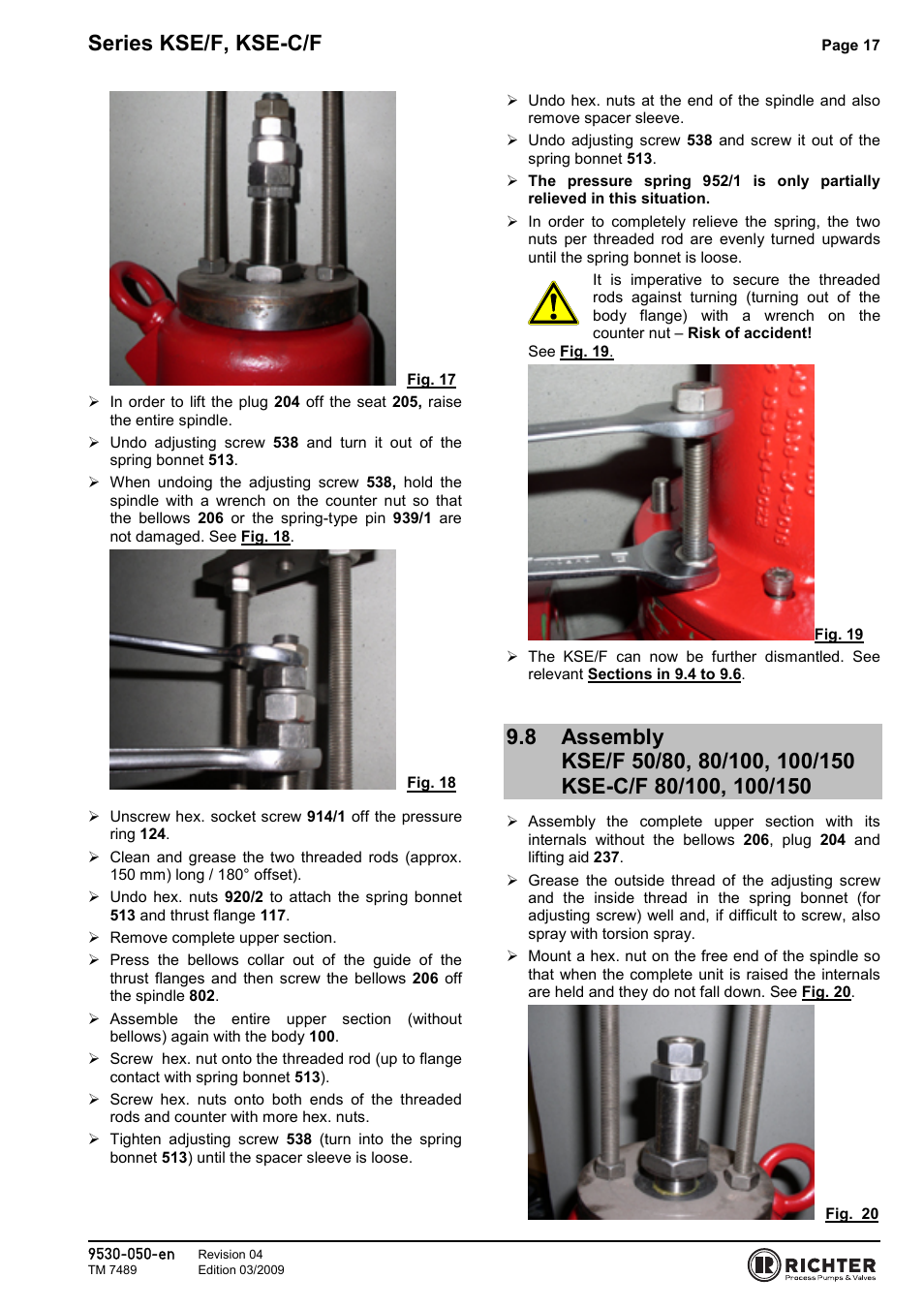 Kse-c/f 80/100, 100/150, Series kse/f, kse-c/f | Richter KSE-C/F Series Safety Valves User Manual | Page 17 / 28