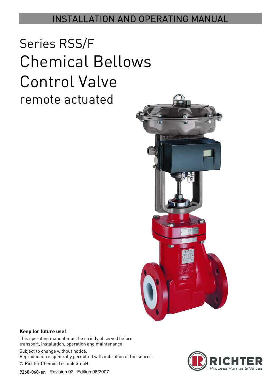 Richter RSS/F Series Bellows-Sealed Control Valves User Manual | 22 pages