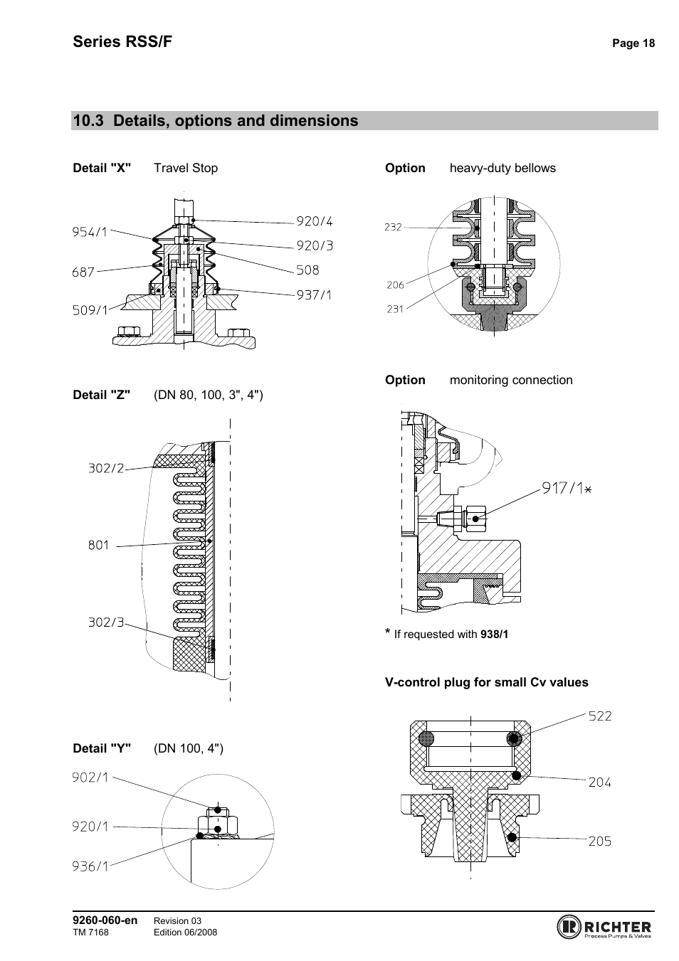 3 details, options and dimensions, Details, options and dimensions, Series rss/f | Richter RSS/F Series Bellows-Sealed Control Valves User Manual | Page 18 / 22