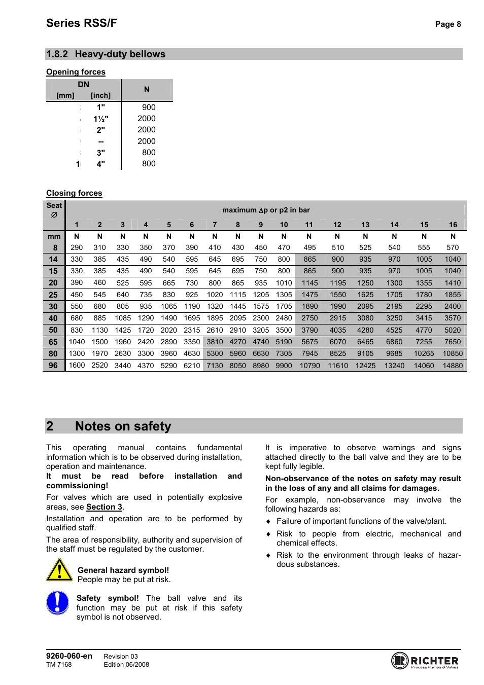 2 heavy-duty bellows, 2 notes on safety, Heavy-duty bellows | Series rss/f | Richter RSS/F Series Bellows-Sealed Control Valves User Manual | Page 8 / 22