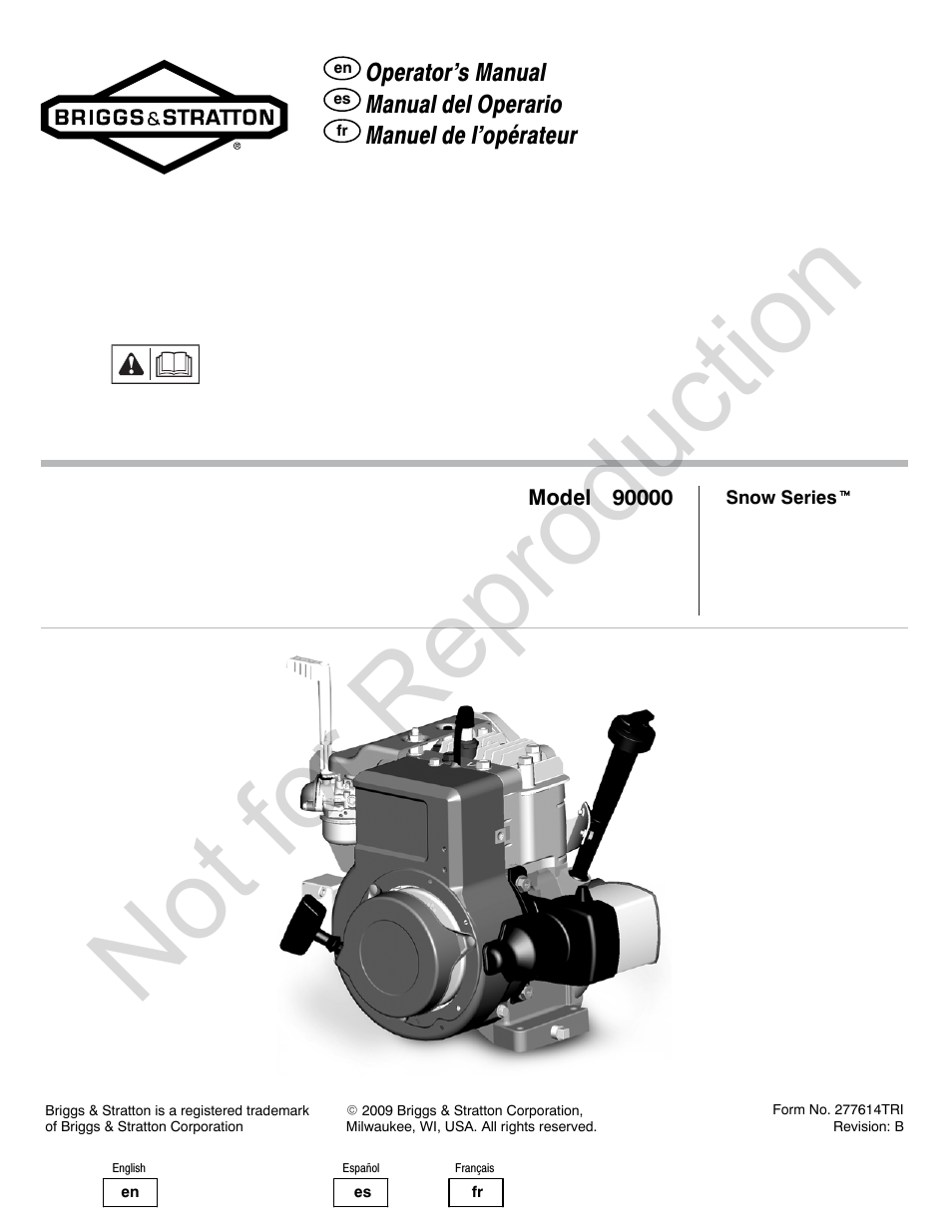 Briggs & Stratton Snow Series User Manual | 24 pages