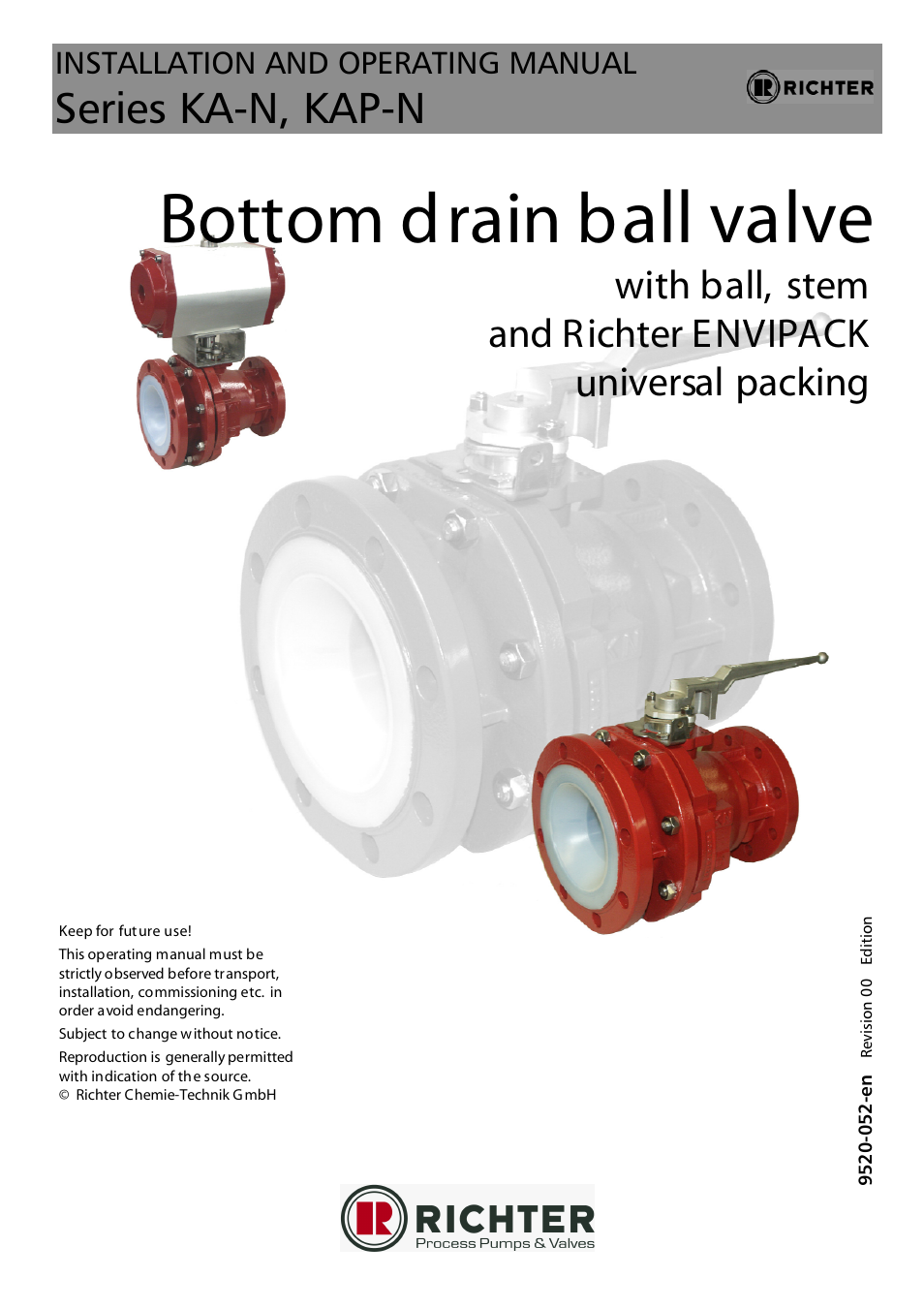 Richter KAP-N Series Bottom Drain Ball Valves User Manual | 17 pages