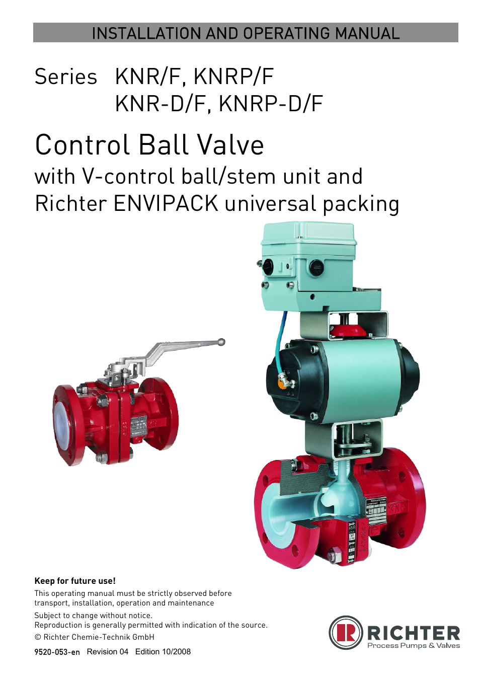 Richter KNRP-D/F Series Control Ball Valves User Manual | 21 pages