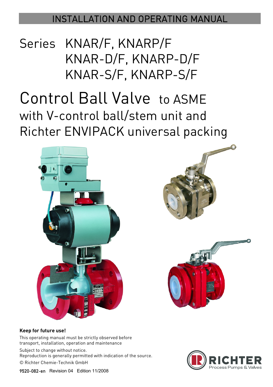 Richter KNARP-S/F Series Control Ball Valves User Manual | 23 pages