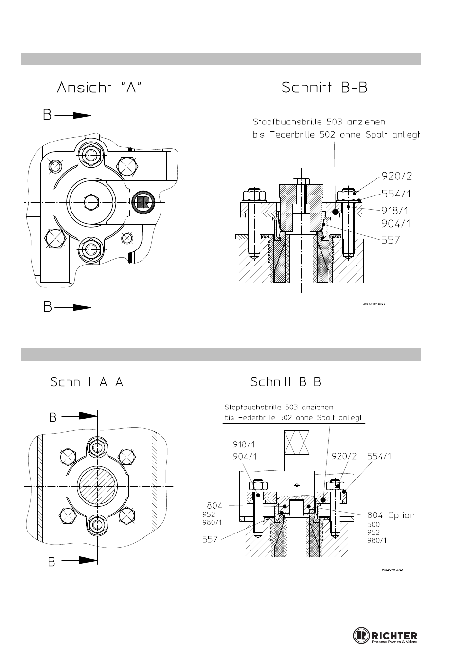 5 view and section bvi/f, 6 view and section bvip/f, View and section bvi/f | View and section bvip/f, Series bvi/f, bvip/f | Richter BVIP/F Series Ball Valves (ISO/DIN) User Manual | Page 16 / 25