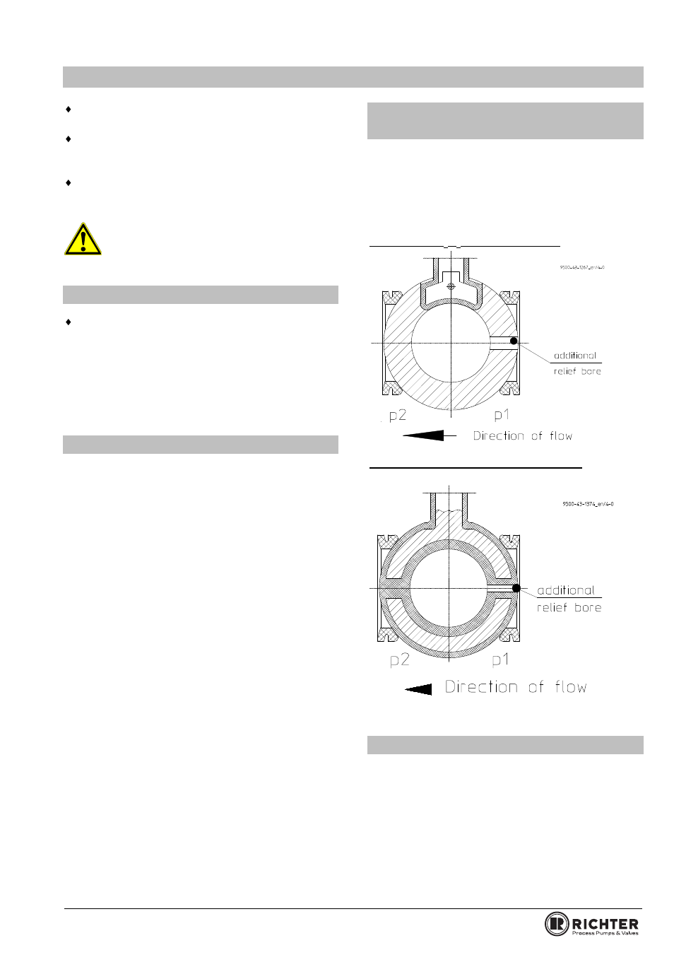 5 installation, 1 flange caps and gaskets, 2 grounding | 3 direction of flow and installation position, 4 test pressure, Direction of flow and installation position, Test pressure, 5installation, Series bva/f, bvap/f | Richter BVAP/F Series Ball Valves (ASME) User Manual | Page 9 / 28