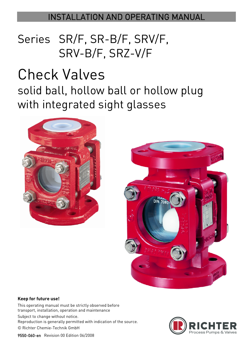 Richter SRZ-V/F Series Check Valves User Manual | 17 pages