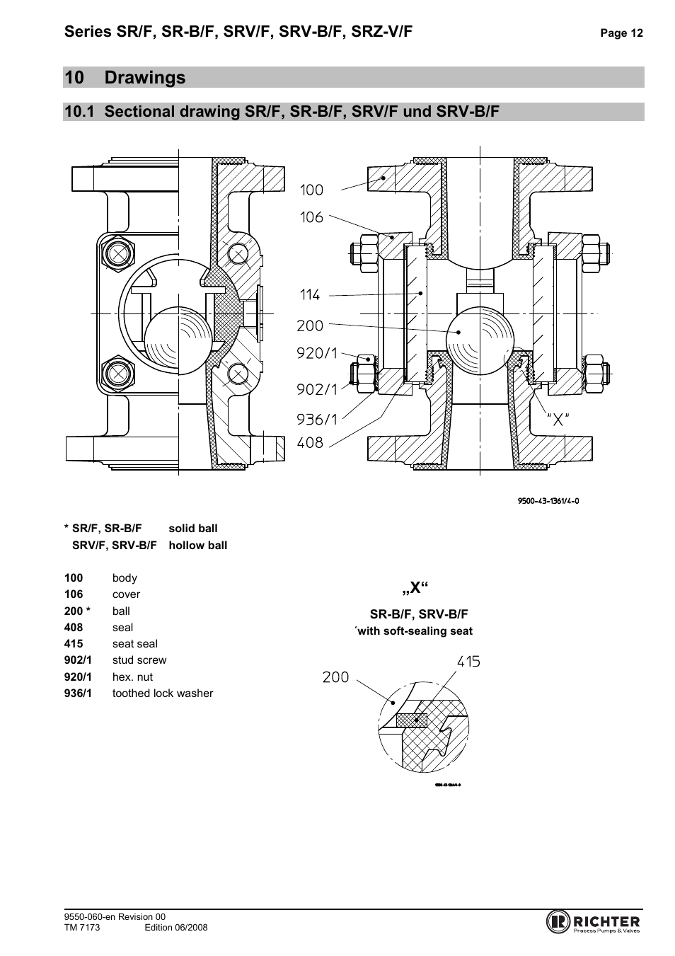 10 drawings, Srv-b/f, Series sr/f, sr-b/f, srv/f, srv-b/f, srz-v/f | Richter SRZ-V/F Series Check Valves User Manual | Page 12 / 17