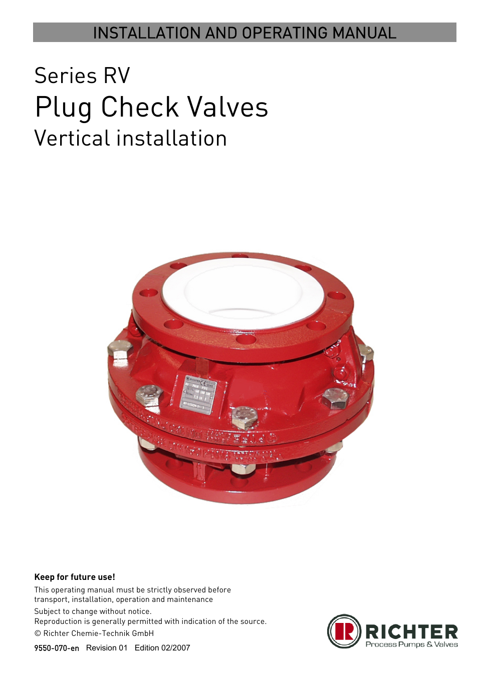 Richter RV Series Check Valves User Manual | 11 pages