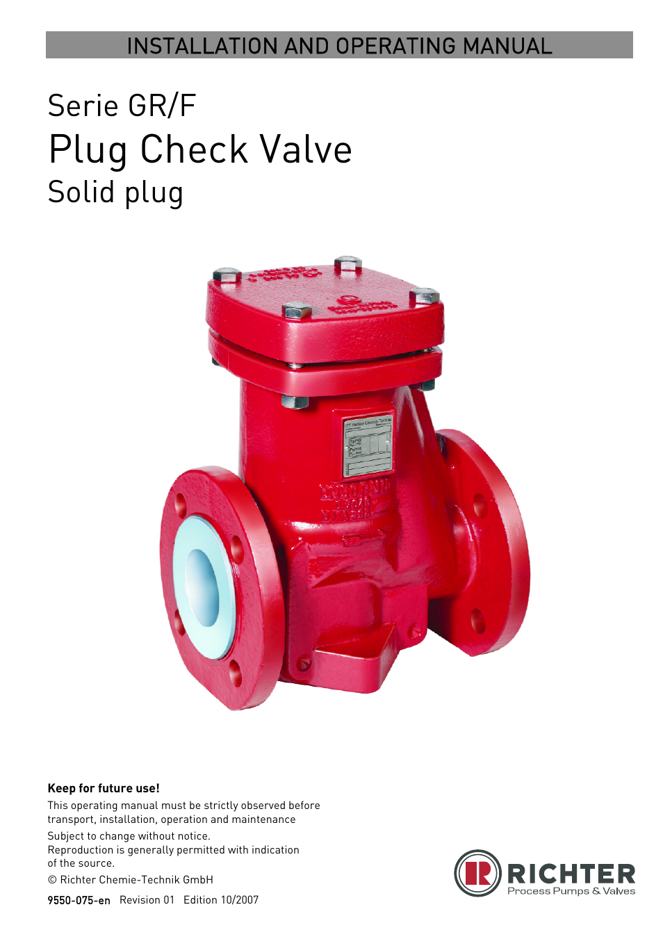 Richter GR/F Series Check Valves User Manual | 14 pages