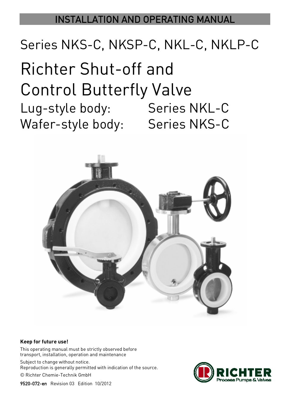 Richter NKLP-C Series Butterfly Valves User Manual | 33 pages