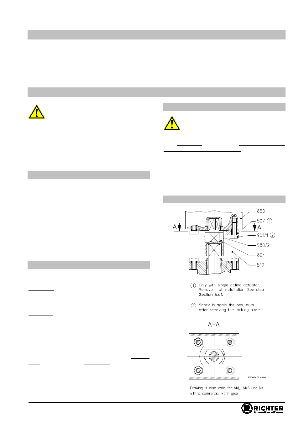 5 transport, storage and disposal, 1 storage, 2 transport preparations | 3 return consignments, 4 transport securing device, Clean air act (ta-luft), Transport, storage and disposal, Storage, Transport preparations, Return consignments | Richter NKLP-C Series Butterfly Valves User Manual | Page 13 / 33