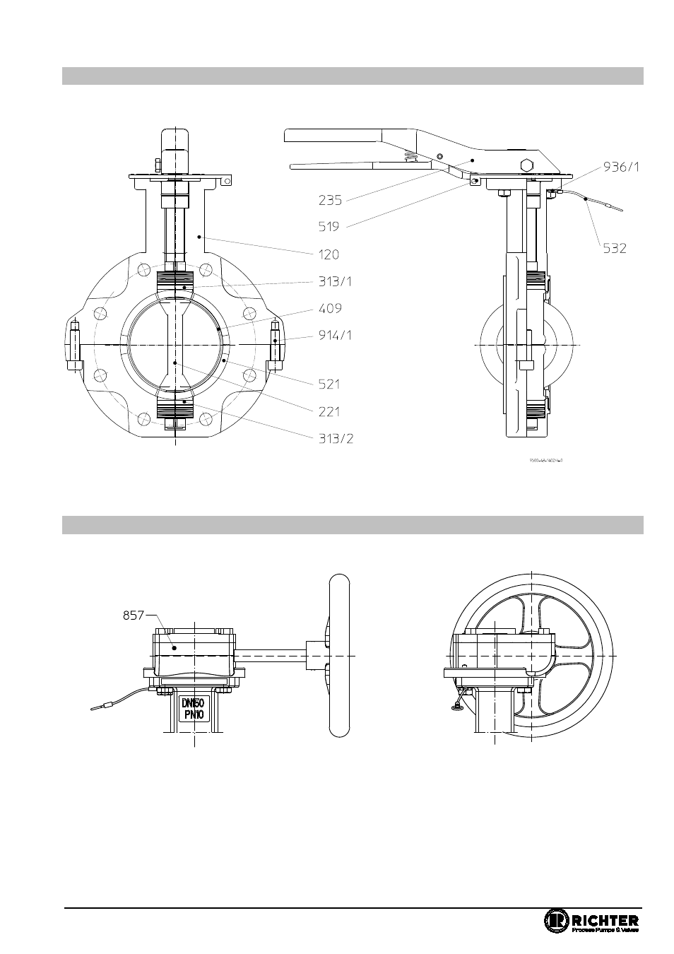 3 sectional drawing nkl-c, 4 worm gear, Series nks-c, nksp-c, nkl-c, nklp-c | Richter NKLP-C Series Butterfly Valves User Manual | Page 19 / 33