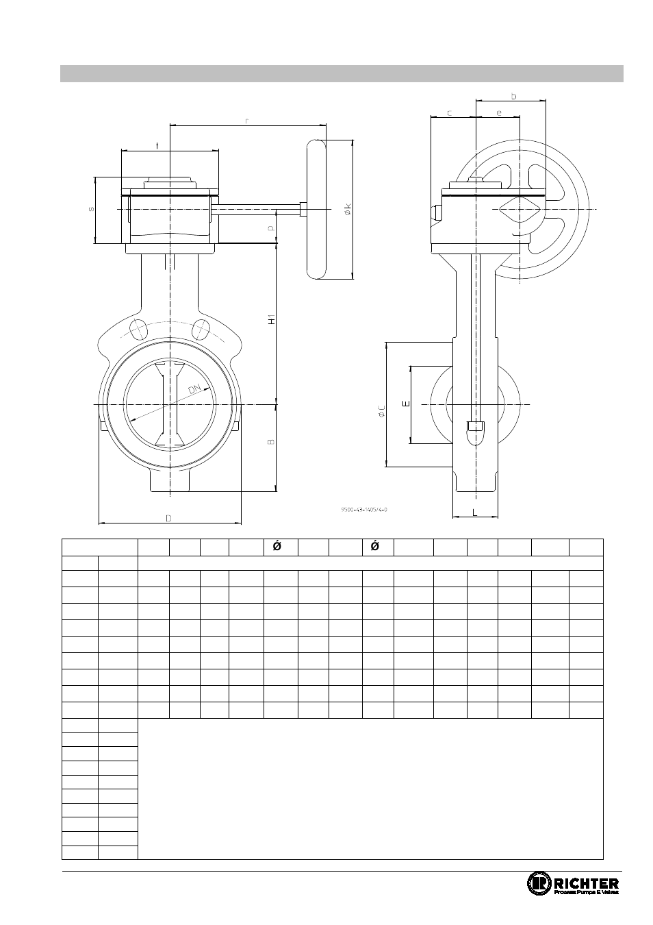 8 dimensional drawing nks-c with worm gear, Gear, Series nks-c, nksp-c, nkl-c, nklp-c | Richter NKLP-C Series Butterfly Valves User Manual | Page 22 / 33